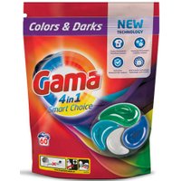 Капсулы для стирки Gama 4 в 1 Smart Choice Colors&Darks 60 шт