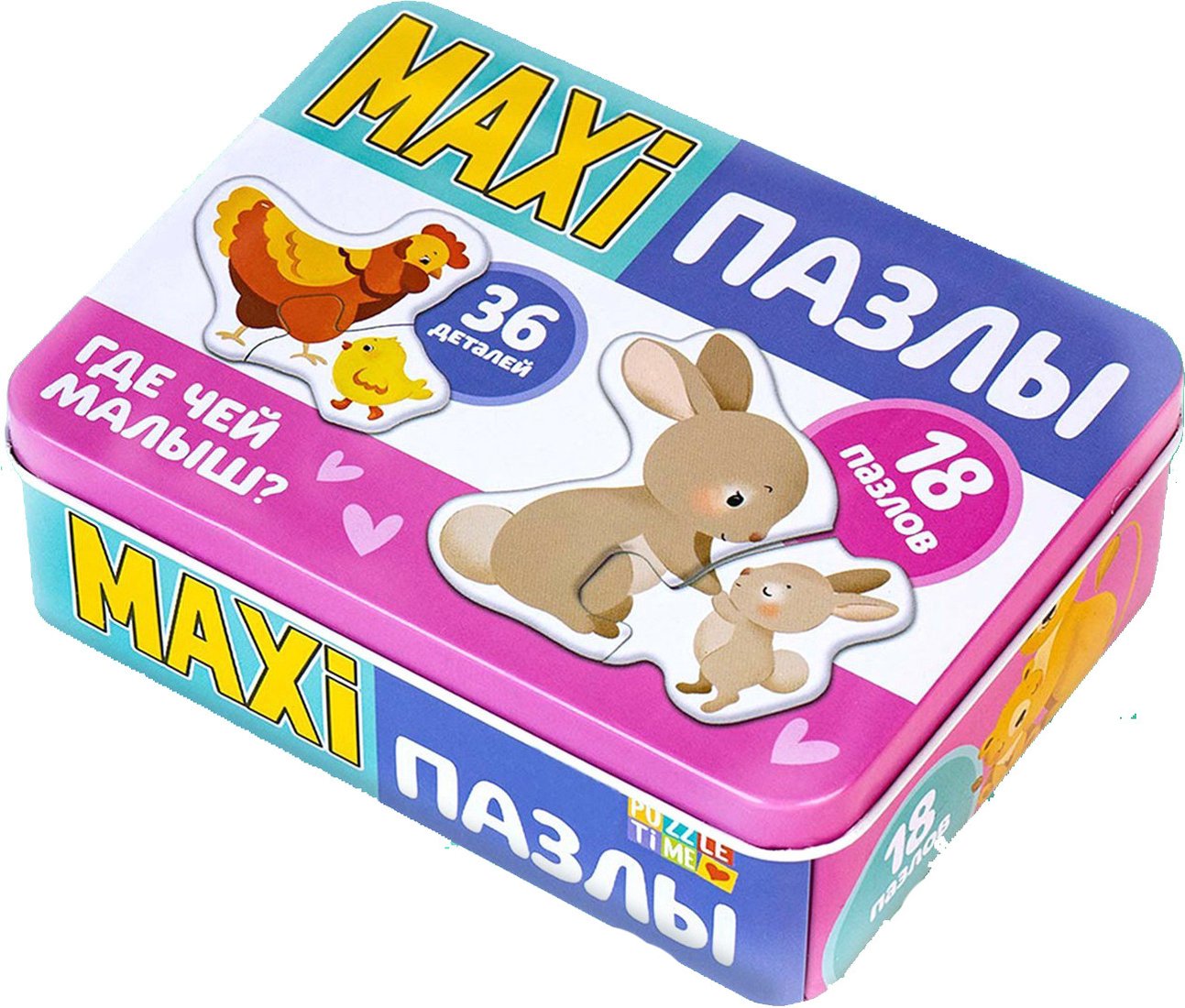 Развивающая игра Puzzle Time Где чей малыш? Макси-пазлы 5800953 (36 эл)