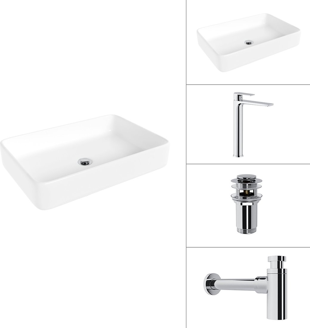 Умывальник Lauter 21842 + Reef 21CK8678C + сифон 21635CH + дон.клапан 21190CH (хром)