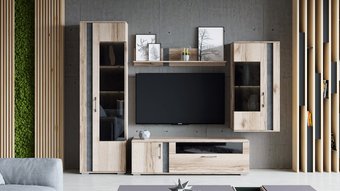 Трия Брайтон гостиная (камень/дуб делано)