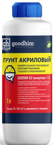 

Водно-диспрессионная грунтовка Goodhim Универсальная с антисептиком GU (концентрат 1:5, 1 л)