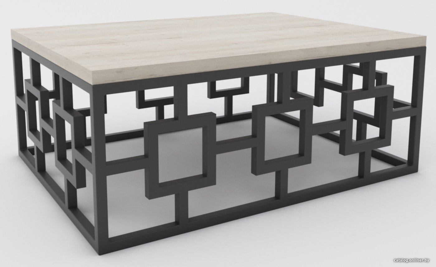Журнальный столик Hype Mebel Лок 60x80 (черный/древесина белая)