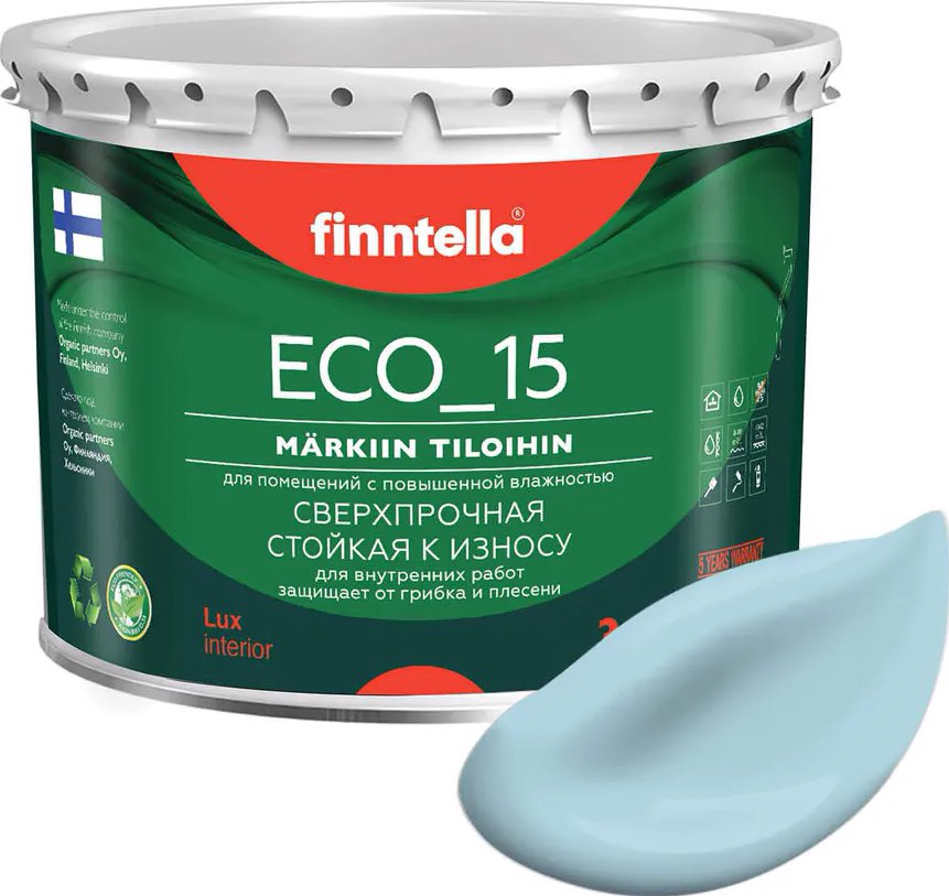 

Краска Finntella Eco 15 Taivaallinen F-10-1-3-FL017 2.7 л (нежно-голубой)