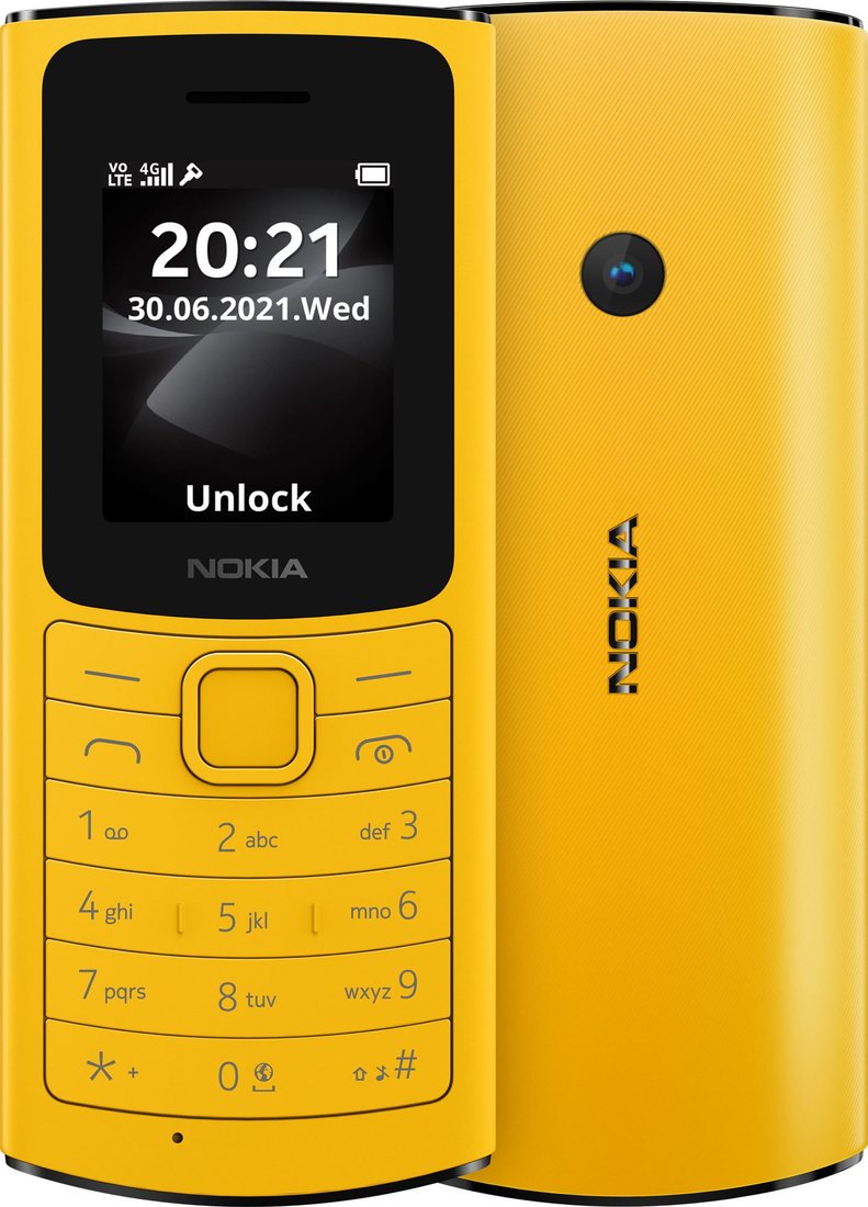 

Кнопочный телефон Nokia 110 4G Dual SIM (желтый)