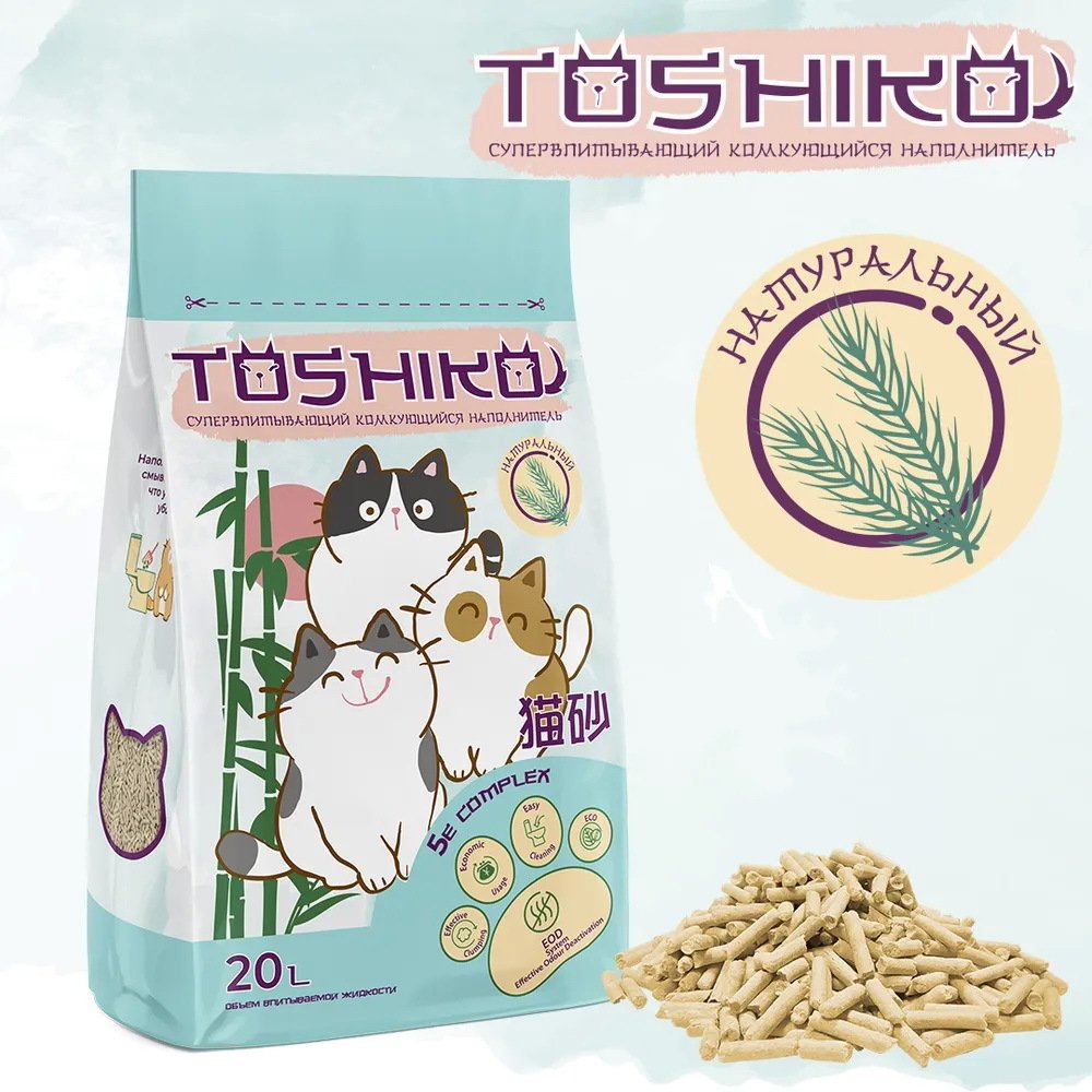 

Наполнитель для туалета Toshiko натуральный без запаха 20 л