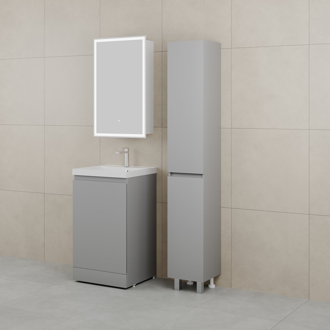 Symbolite Тумба с умывальником Батлер Люкс Plus 1 ящик + Asti 50x45 (серый)
