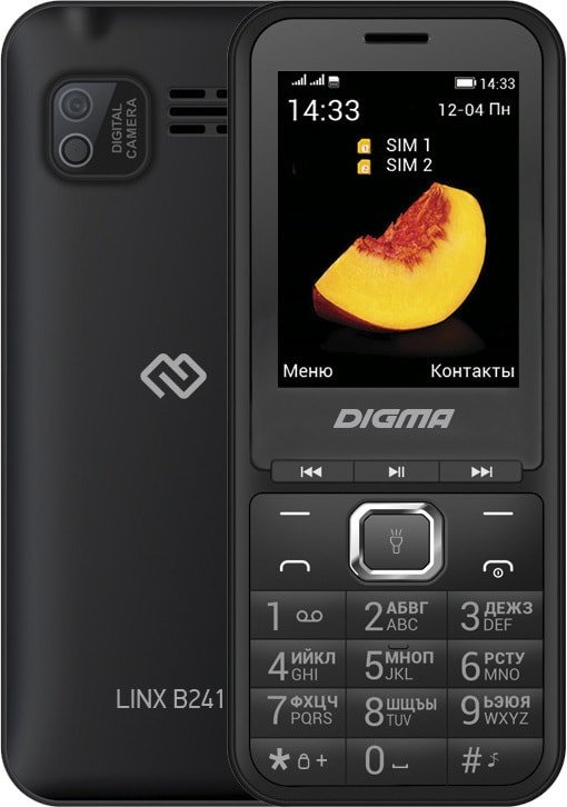 

Кнопочный телефон Digma Linx B241 (черный)
