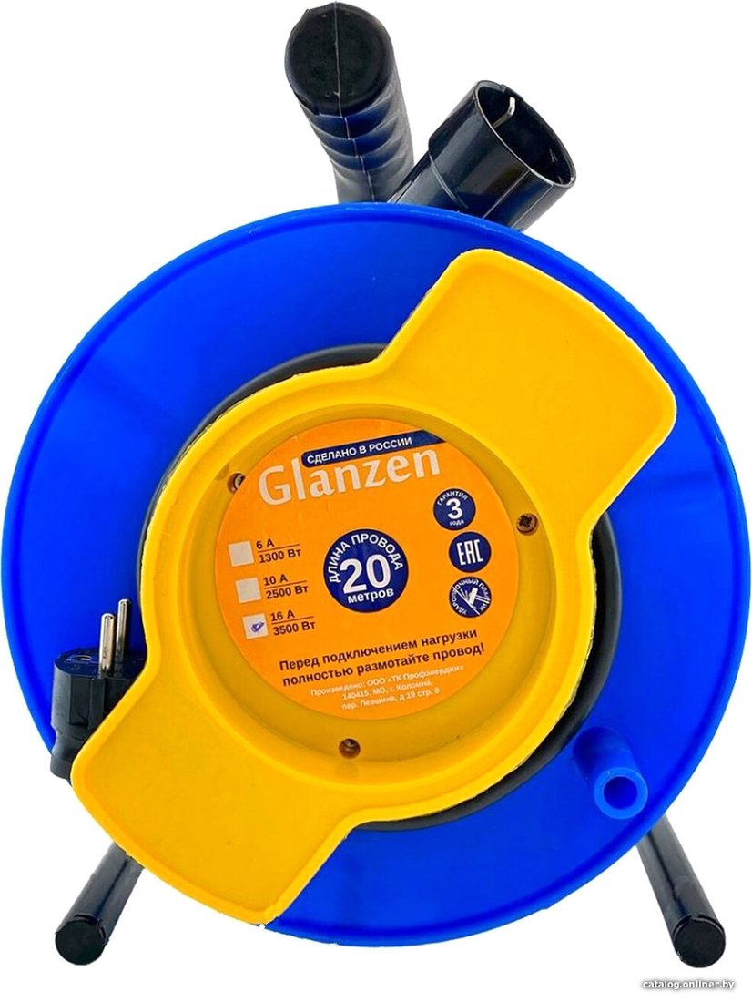 Удлинитель на катушке Glanzen EC-20-003