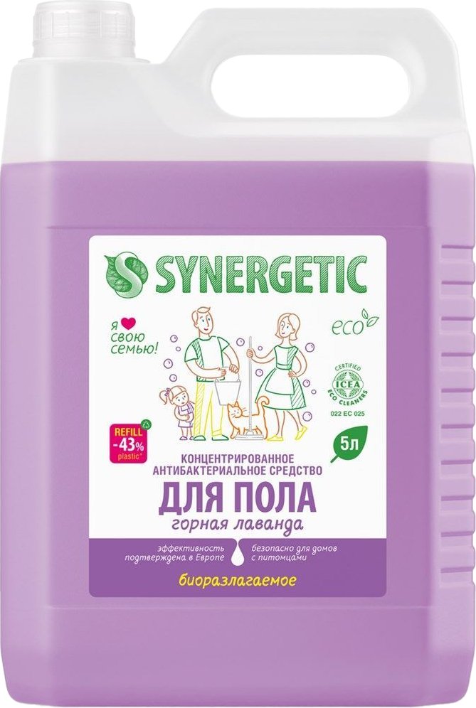 

Средство для пола Synergetic Биоразлагаемое. Горная лаванда 5 л