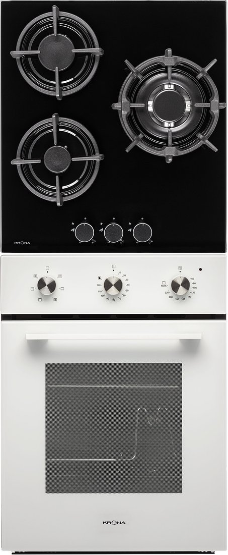 

Комплект встраиваемой техники Krona Corrente 45 WH + Fiero 45 BL