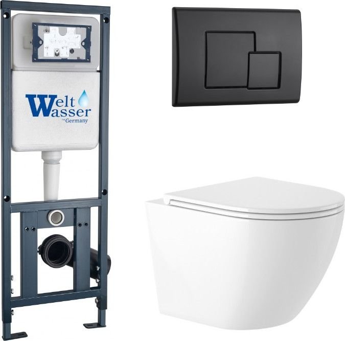 

Унитаз подвесной Saniteco KW-9003W Rimles + WeltWasser Marberg 410 + Marberg 507 SE MT-BL