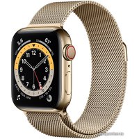 Умные часы Apple Watch Series 6 LTE 40 мм (сталь золотистый/миланский золотой)