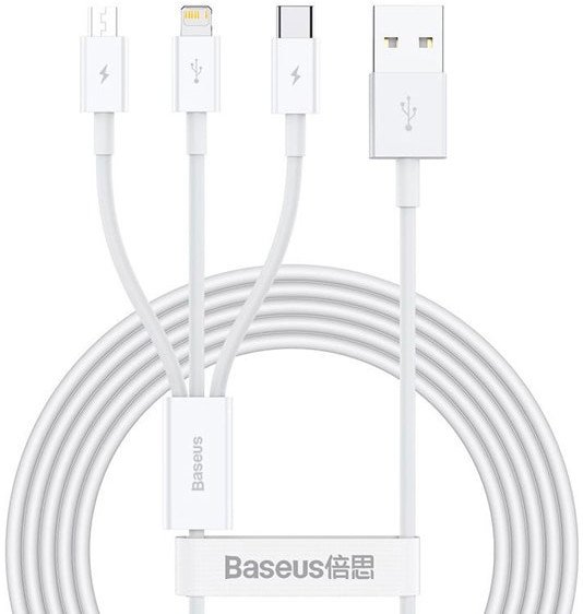 

Кабель Baseus Superior Series Fast Charging USB Type-A - USB Type-C/microUSB/Lightning (1.5 м, белый)