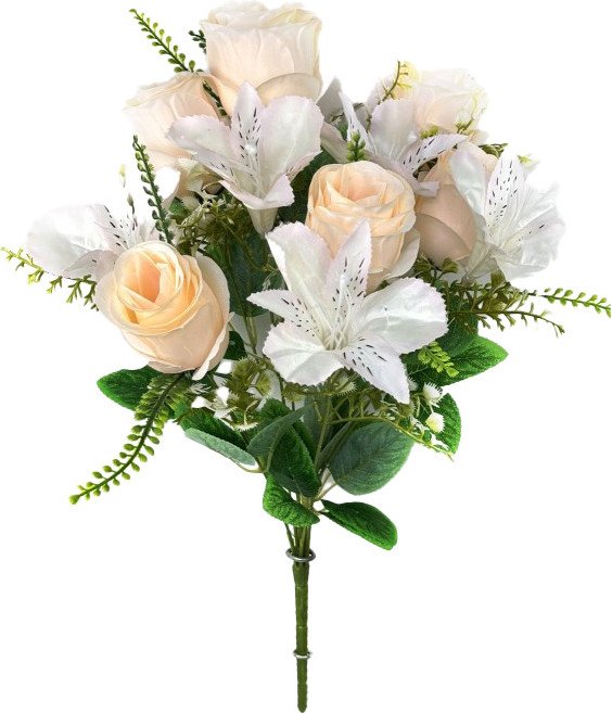 Искусственный букет KlrBy Розы и альстромерии СН18пудровый