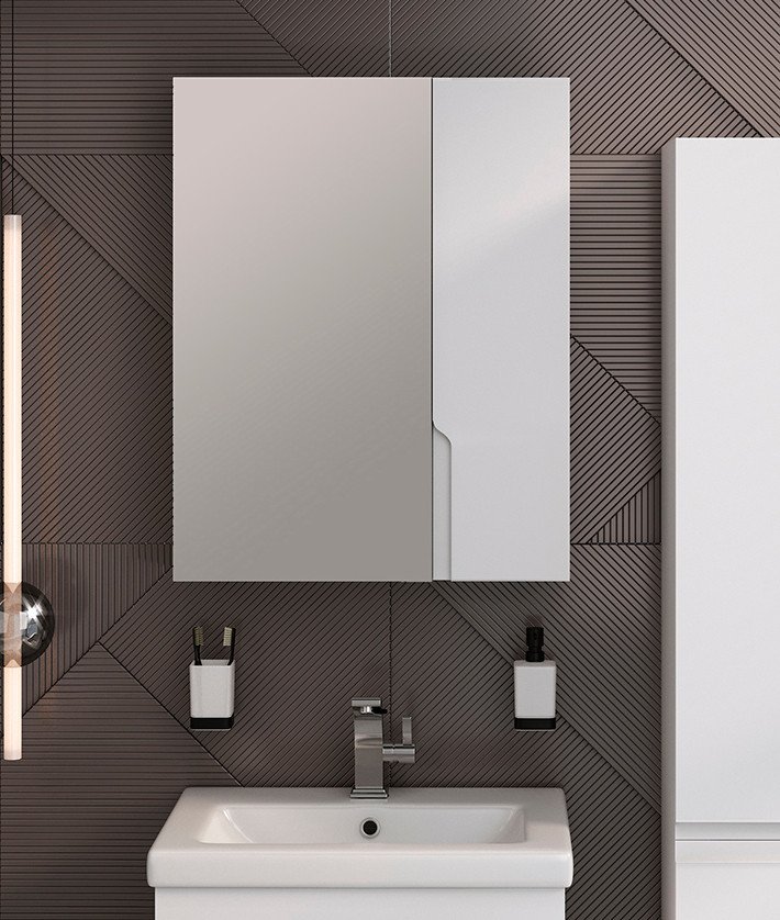 

Runo Шкаф с зеркалом для ванной Стокгольм 60 правый