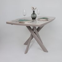 Кухонный стол Мамадома Leonel-130 раздвижной 130-165х85 (pandora gloss st cer/капучино)