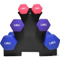 Гантельный ряд Atlas Sport Fitnes 12 кг с подставкой (2x1кг+2x2кг+2x3кг)