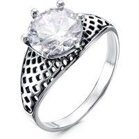 Кольцо Wolves Нежный поцелуй Серебрение 1636 (р.19, камень белый)