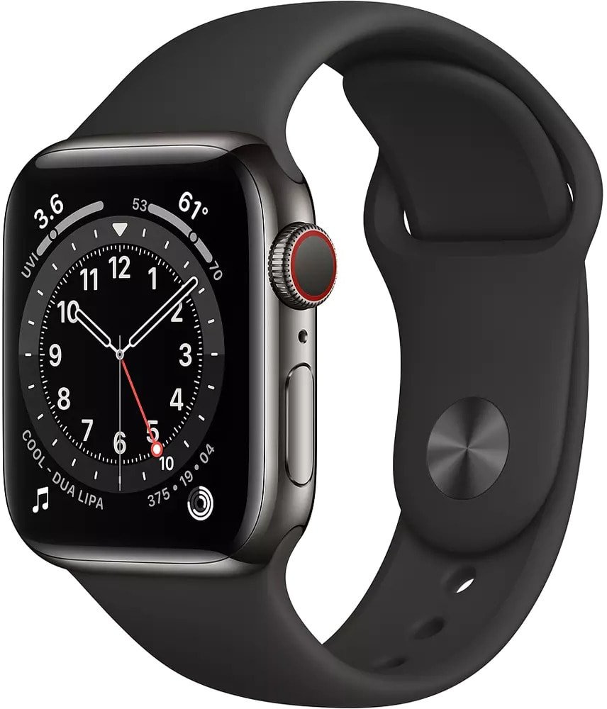 

Умные часы Apple Watch Series 6 LTE 40 мм (сталь графитовый/черный спортивный)