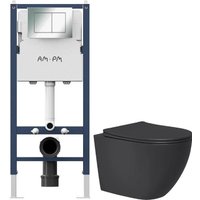 Унитаз подвесной Lauter Augsburg 21109EC + I012709 + I090251 (черный матовый с кнопкой смыва хром глянцевый)