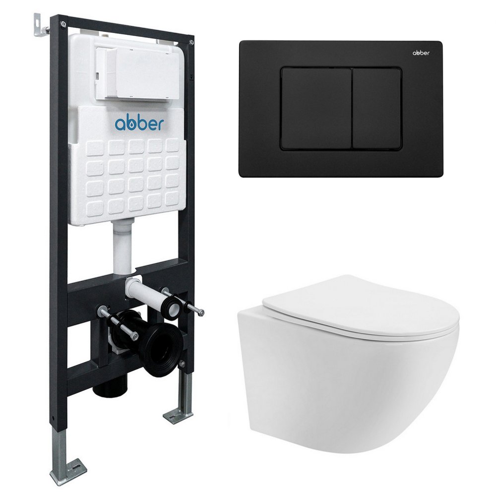 

Унитаз подвесной Abber Bequem AC1100T-AC0105-AC0120MB (с кнопкой смыва)