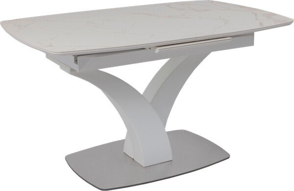 

Кухонный стол Аврора Нотр Дам Moderne 1400/1800x850 (камень белый Calacata vagli/белый муар)