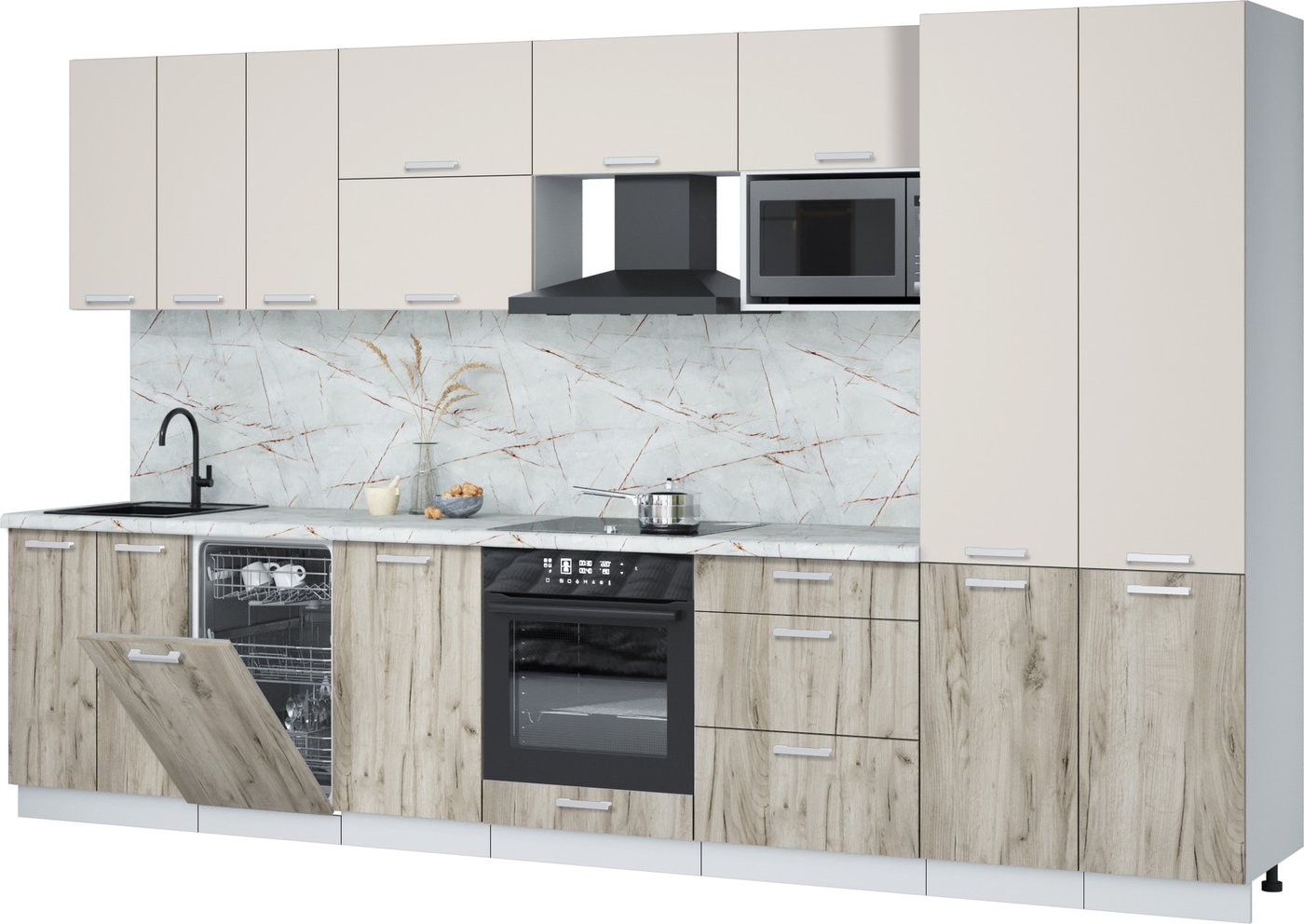 

Готовая кухня Интерлиния Мила Лайт 3.5-ПМ4 (персидский жемчуг/дуб серый/серый каспий)