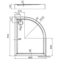 Душевой поддон Omnires Riverside 80x90 (правый)