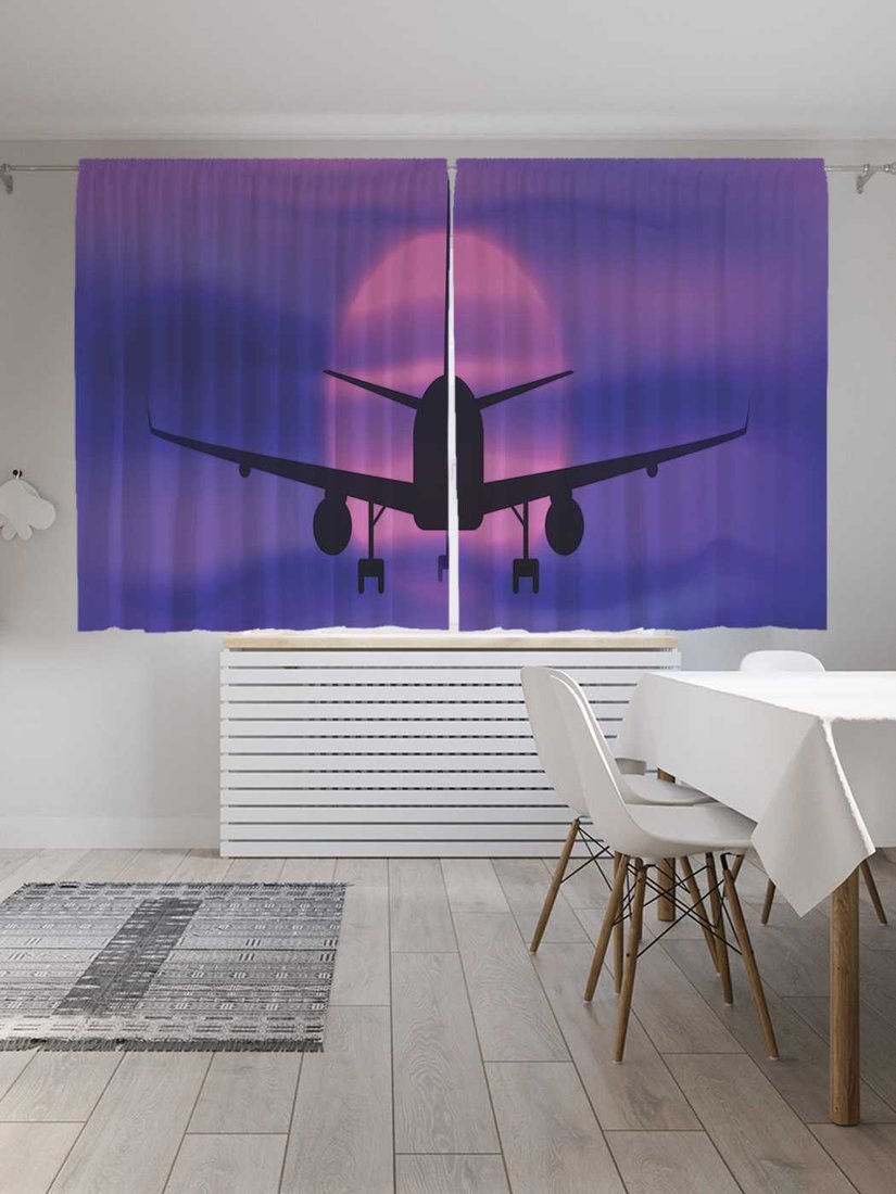 

Комплект штор JoyArty Самолет в полете на закат 1.45x1.8 м p_52017_145x180 (2 шт)