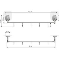 Держатель для полотенца Lemer Nature с 5 крючками на силиконовом креплении LEM-N03CR (хром)