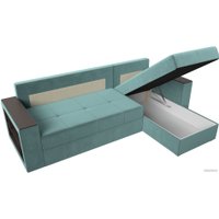 Угловой диван Лига диванов Дубай лайт правый 114149 (велюр бирюзовый)