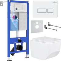 Унитаз подвесной Roxen Boro в комплекте с инсталляцией StounFix Dual Fresh 6 в 1 577353 (кнопка: белый глянец)