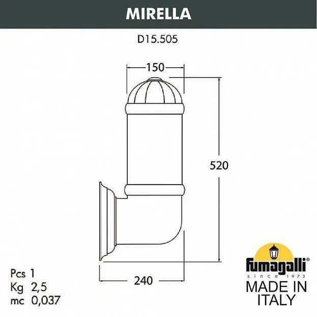 

Уличный настенный светильник Fumagalli Mirella FU_D15.505.000.VXF1R.FC1