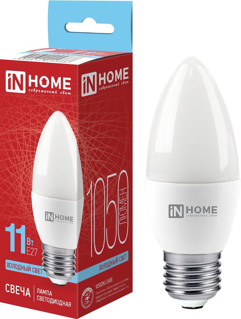 

Светодиодная лампочка In Home LED-Свеча-VC 11 Вт 230В Е27 6500К 1050 Лм