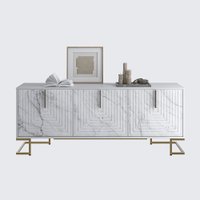 Тумба Involux Неаполь 212T101 (белый премиум/белый мрамор/золото)