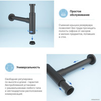 Сифон Wellsee Drainage System 182120001 (сифон, донный клапан, матовый черный)