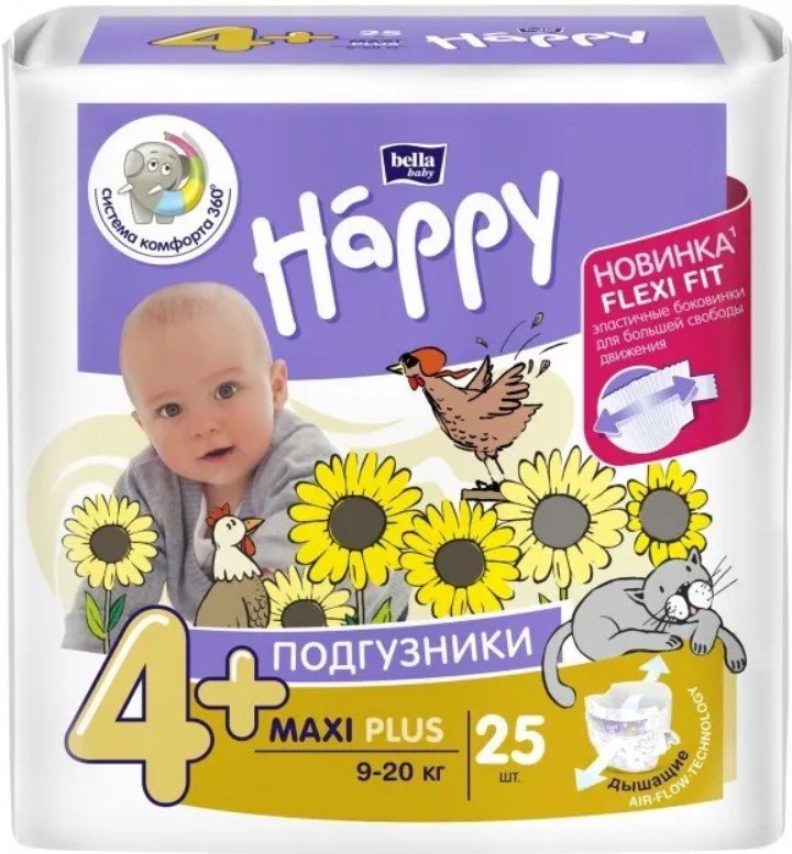 

Подгузники Bella Happy Maxi Plus 9-20 кг (25 шт)