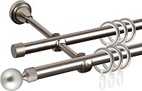 Карниз для штор АС ФОРОС Grace D16Г/16Г + заглушка Шар малый (1.4м, сатин)