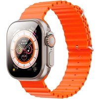 Умные часы XO M9 Ultra (серебристый, с оранжевым силиконовым ремешком)