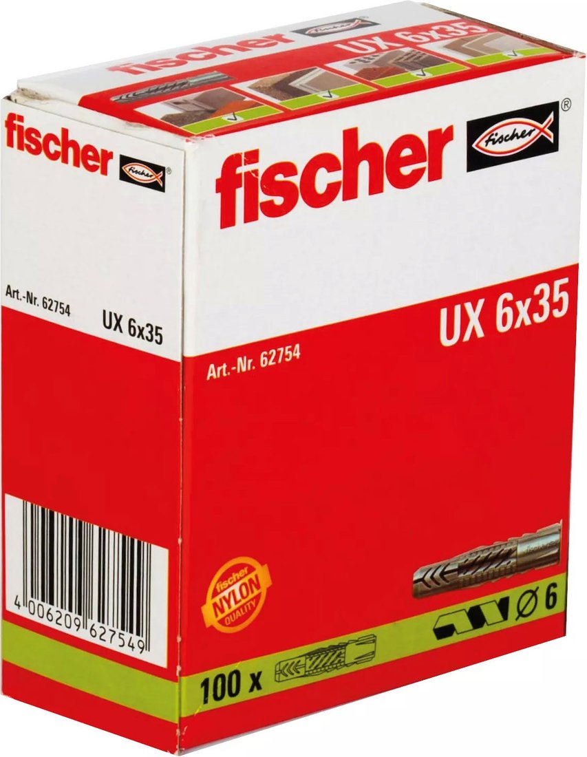 

Дюбель универсальный Fischer UX 6 x 35 62754 (100 шт)