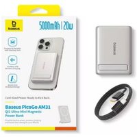 Внешний аккумулятор Baseus PicoGo AM31 Mini Magnetic Power Bank with Stand 20W 5000mAh (титановый)