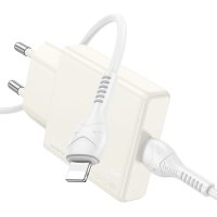 Сетевое зарядное Hoco N44 Lightning (лунный белый)