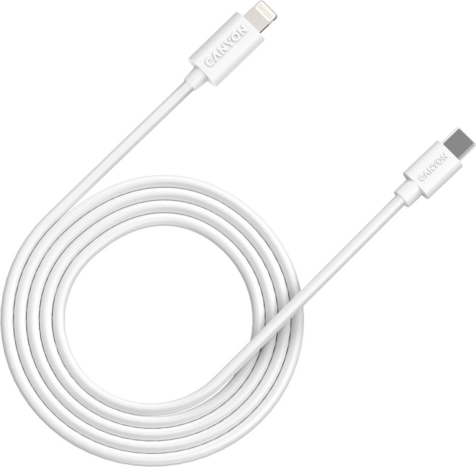 

Кабель Canyon СFI-12 CNE-CFI12W USB Type-C - Lightning (2 м, белый)