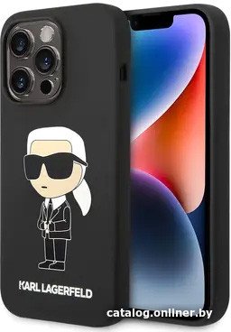 Чехол для телефона CG Mobile Lagerfeld Liquid silicone NFT Karl Ikonik Hard для iPhone 15 Pro KLHCP15LSNIKBCK