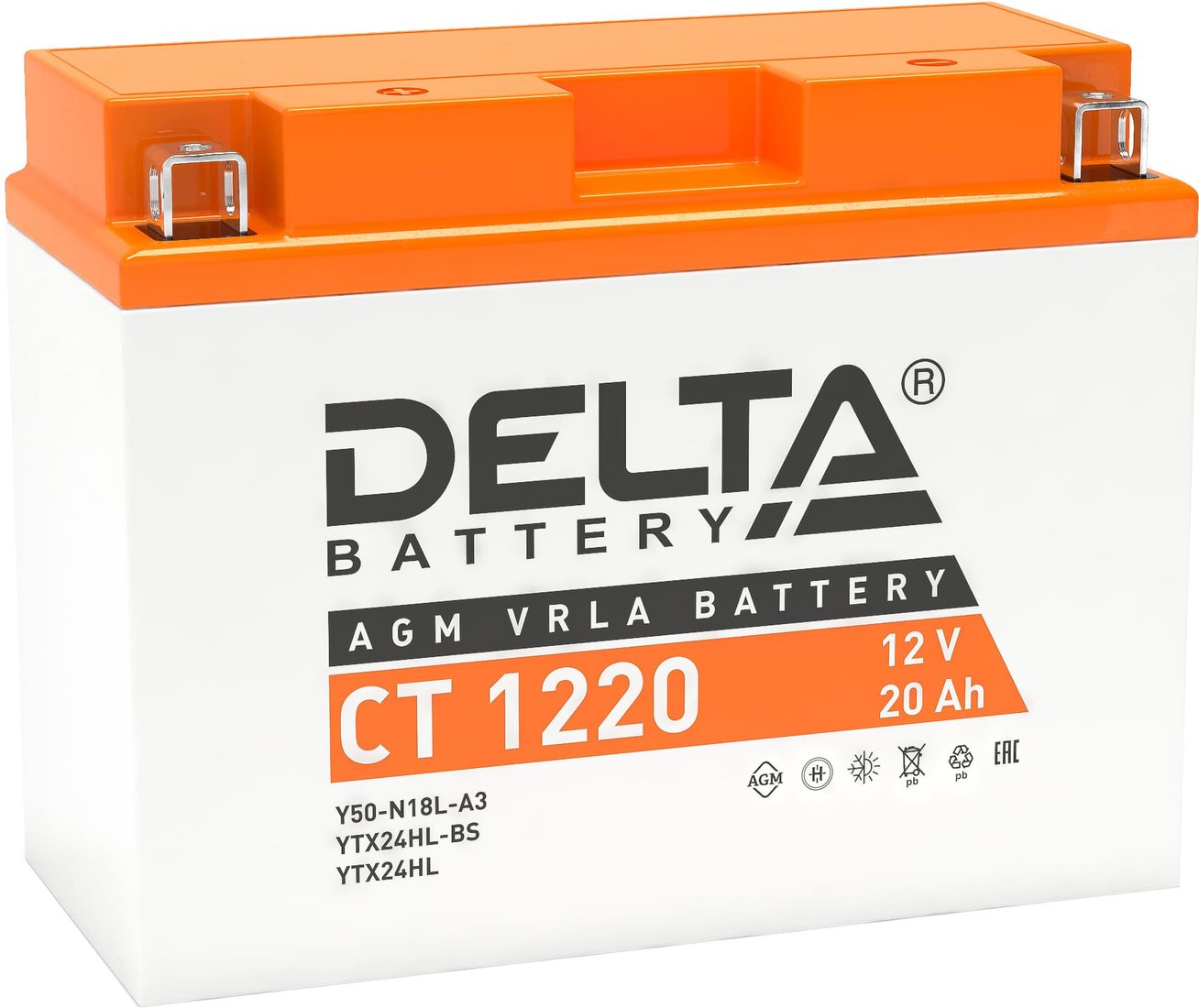 

Мотоциклетный аккумулятор Delta CT 1220 (20 А·ч)