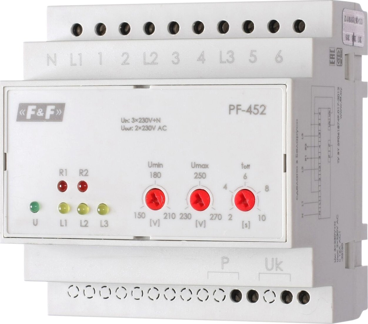 

Реле контроля фаз Евроавтоматика F&F PF-452 EA04.005.004