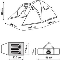 Треккинговая палатка RSP Outdoors Deep 3 (зеленый)