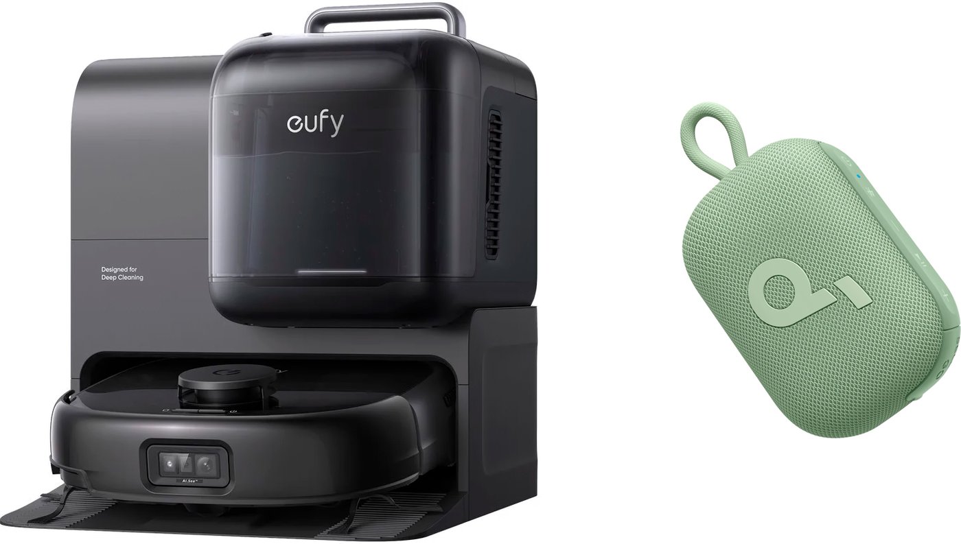 Робот-пылесос Eufy Robot Vacuum Omni E28 (2-в-1) + Беспроводная колонка Anker Soundcore Select 4 Go (зеленый) по акции