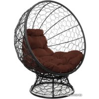 Кресло M-Group Кокос на подставке 11590305 (серый ротанг/коричневая подушка)