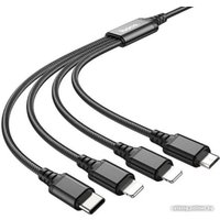 Кабель Hoco X76 Super USB Type-A - microUSB/USB Type-C/Lightning x2 (1 м, черный/красный/синий)